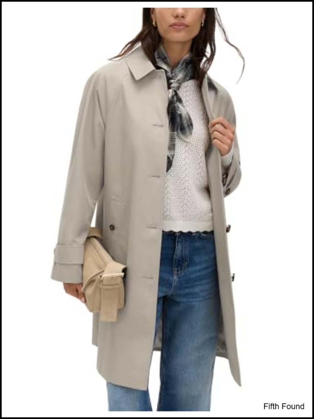 Womens Single Breasted Trench Coat Mid Length Lined Overcoat